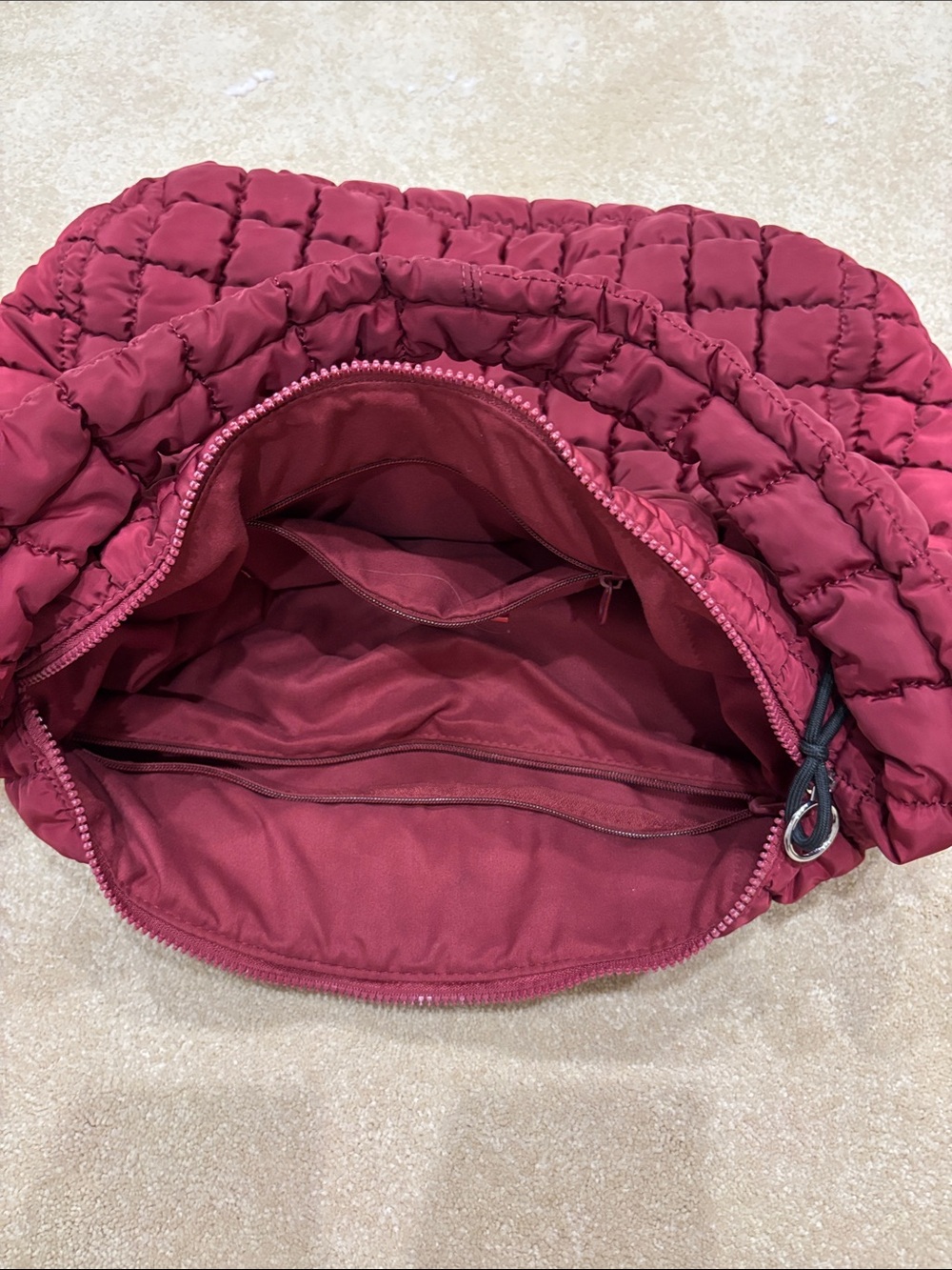 FP Movement Quilted Burgundy Women's Carryall Bag - Picture 3 of 7
